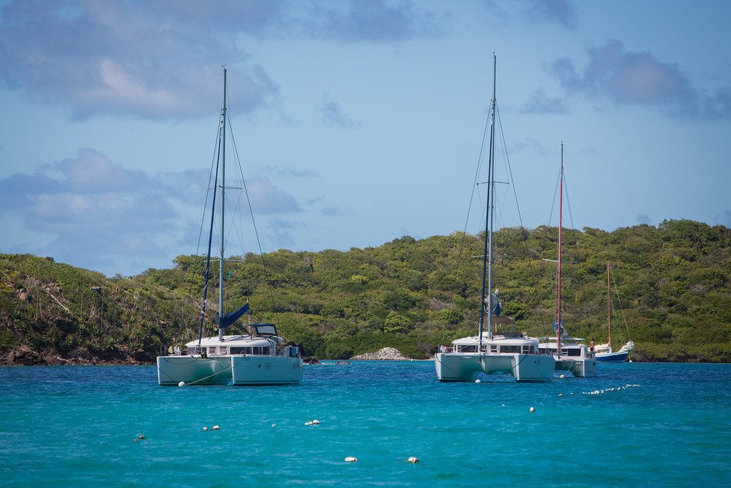 Yachts at anchor in the Tobago Cays
